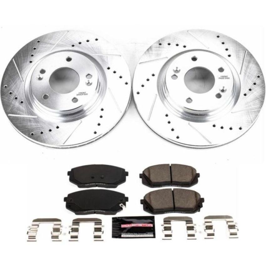 PowerStop K7353 Z23 Daily Driver Carbon-Fiber Ceramic Brake Pad and Drilled & Slotted Rotor Kit