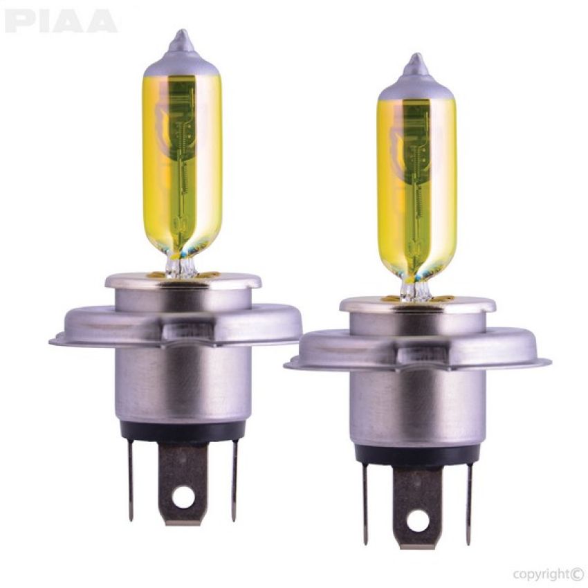 PIAA 22-13404 PIAA H4 Solar Yellow Twin Pack Halogen Bulbs