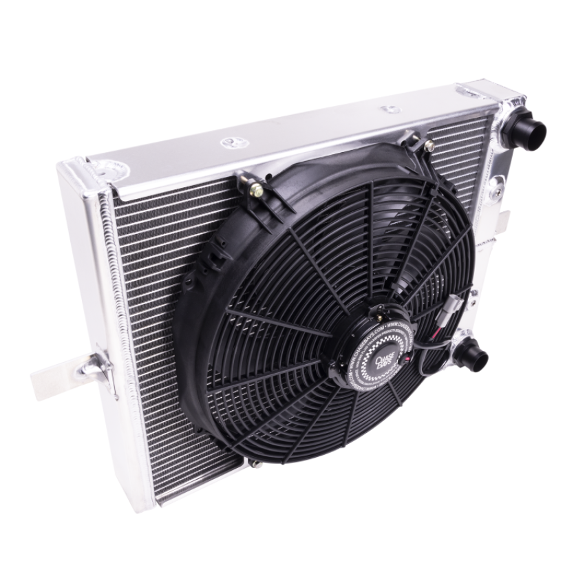 Chase Bays CB-E306RAD-15-16UFAN BMW E30/E36/E46 OE 1.5in Push-On Hose Style Tucked Aluminum Radiator w/16in Ultra Fan