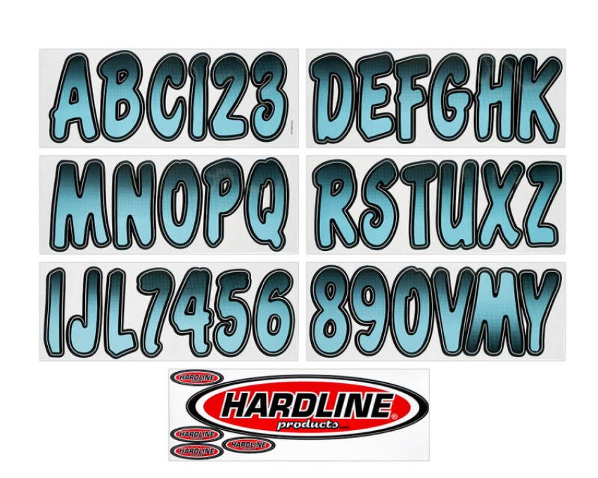 Hardline BJBKG200 Boat Lettering Registration Kit 3 in. - 200 BabyBlue/Black