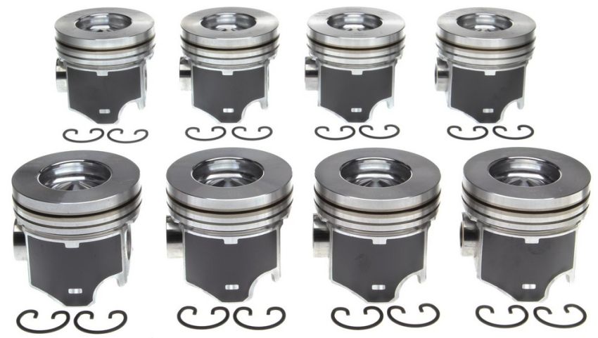 Mahle OE 2243454030 Ford Trk VT365 6.0L V8 363 CID Powerstroke Turbo Diesel 2003-2004 Piston Set (Set of 8)