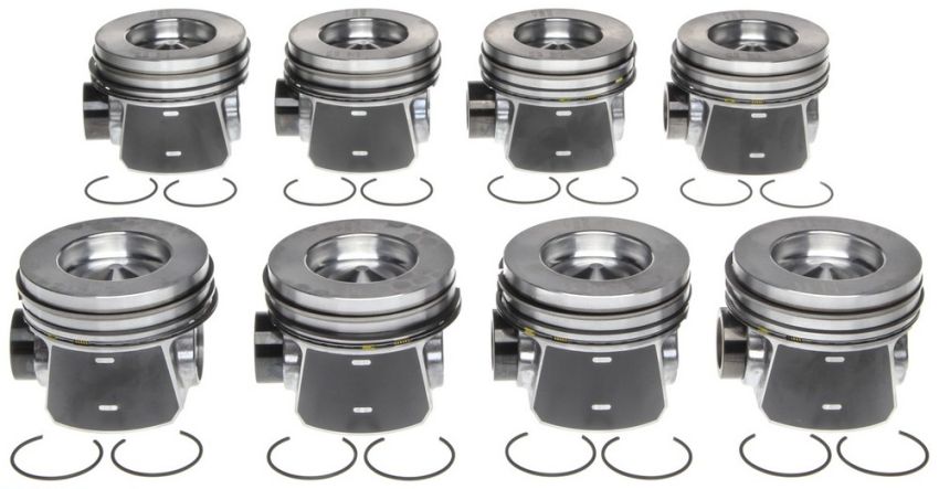 Mahle OE Ford 6.4L Diesel .75MM .010 /.025MM Reduced Comp w/ Rings Piston With Rings Set (Set of 8)
