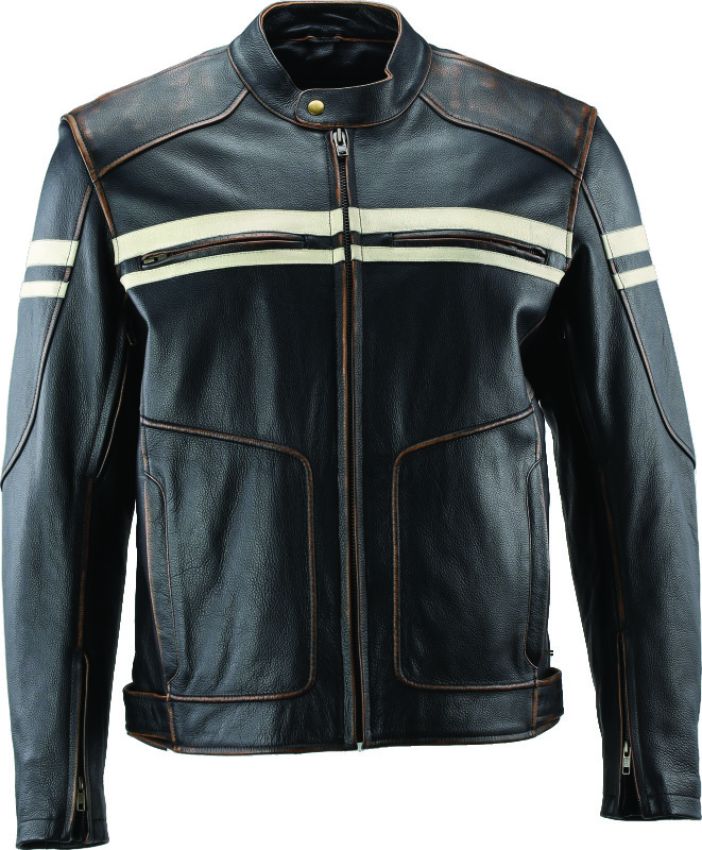 Kuryakyn 094383 Leather By River Road Hoodlum Vintage Leather Jacket Black - Medium