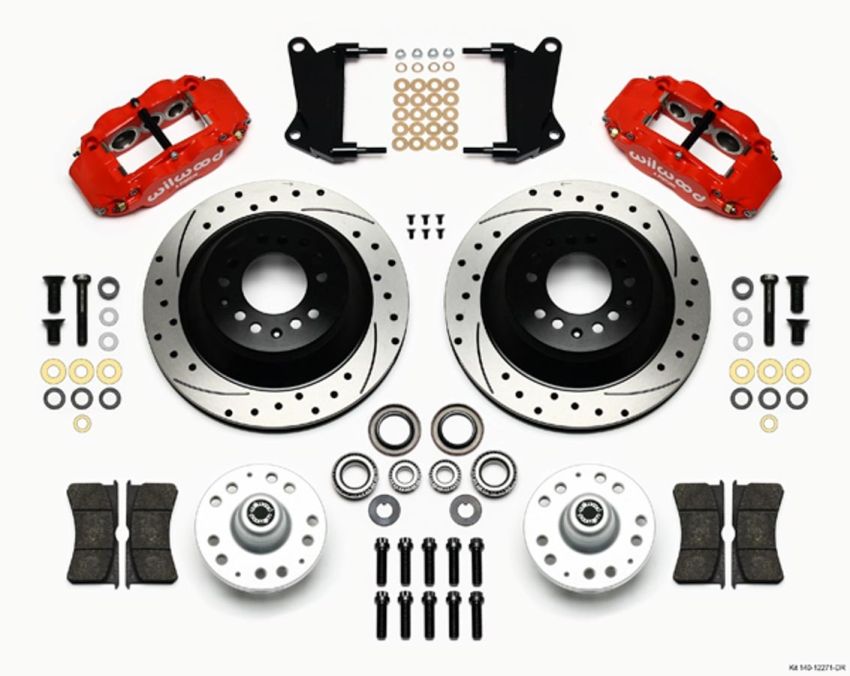 Wilwood 140-12271-DR Narrow Superlite 6R Front Hub & 1PC Rtr Kit 12.88in Dril -Red 67-69 Camaro 64-72 Nova