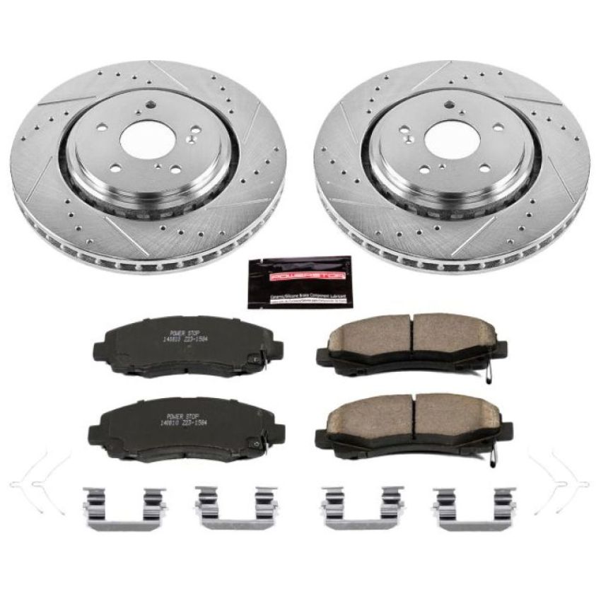 PowerStop K7214 Z23 Daily Driver Carbon-Fiber Ceramic Brake Pad and Drilled & Slotted Rotor Kit