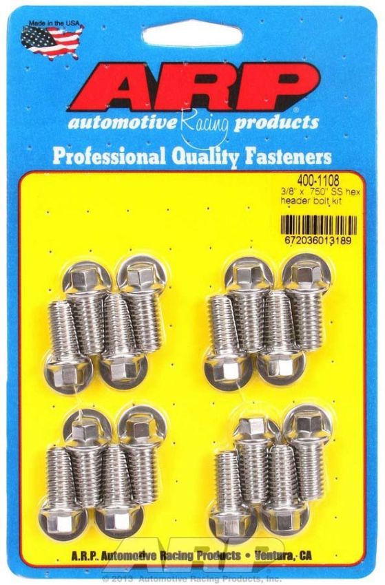 ARP ARP400-1108 S/S Header Bolt Kit - 3/8 x .750 UHL (16)
