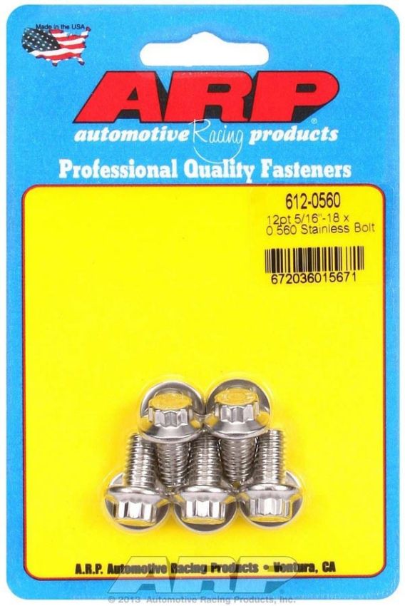 ARP ARP612-0560 S/S Bolt Kit - 12pt. (5) 5/16-18 x .560