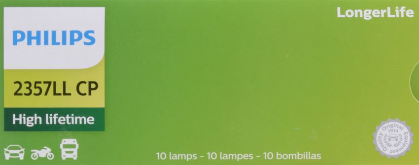 Philips 2357LLCP Philips LongerLife Miniature 2357LL Pack of 10
