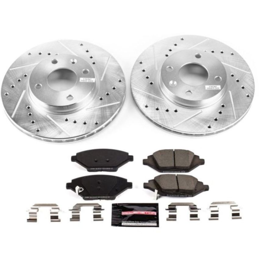 PowerStop K7844 Z23 Daily Driver Carbon-Fiber Ceramic Brake Pad and Drilled & Slotted Rotor Kit