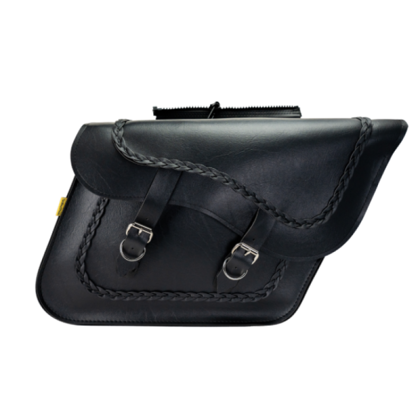 Willie & Max 58709-20 Universal Braided Large Slant Saddlebags (16 in L x 11 in H x 6.5 in W) - Black