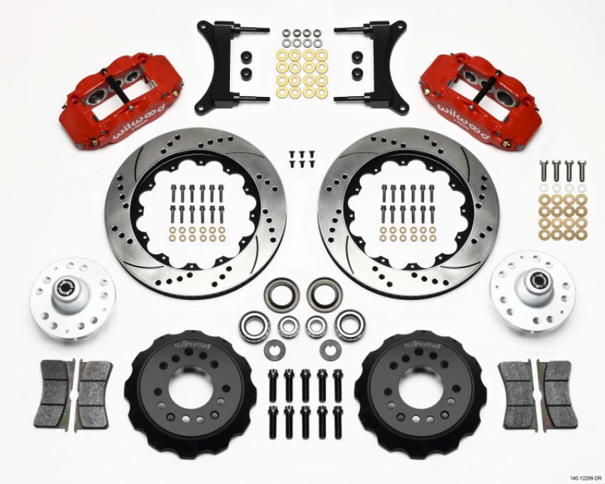Wilwood 140-12299-DR Narrow Superlite 6R Front Hub Kit 14.00in Drill Red 79-87 GM G Body