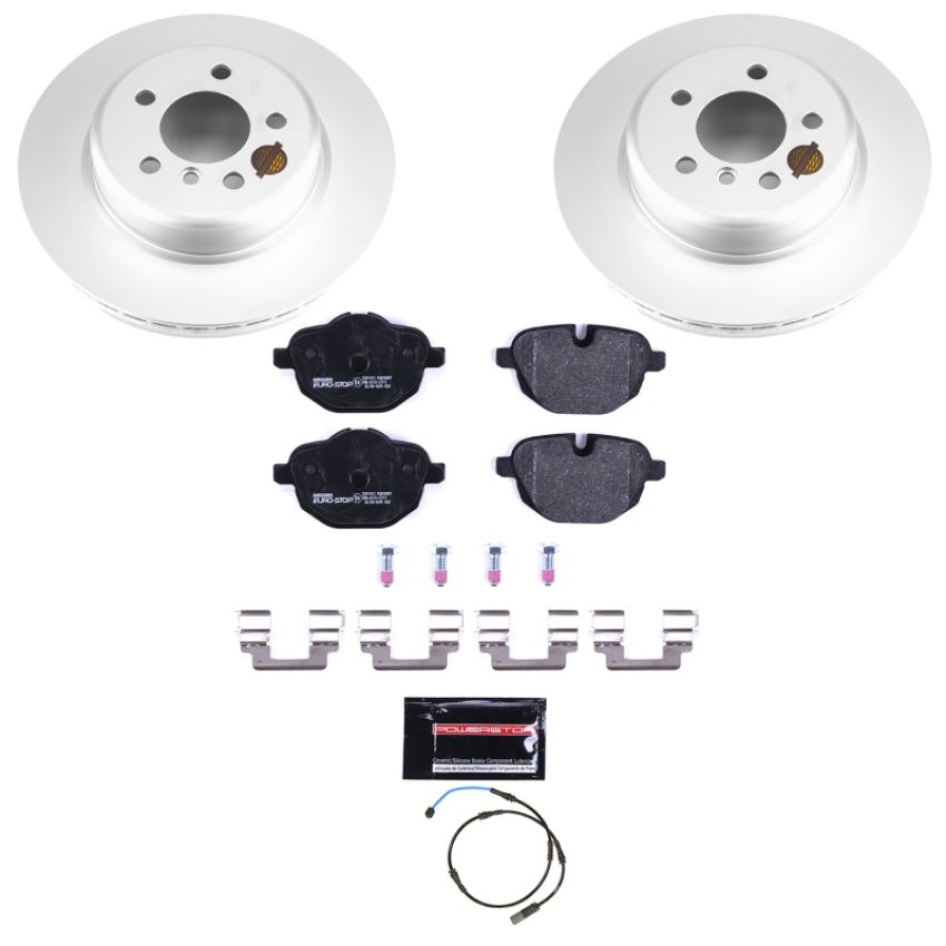 PowerStop ESK6034 Genuine Geomet Coated Rotors, ECE-R90 Brake Pads + Hardware Kit