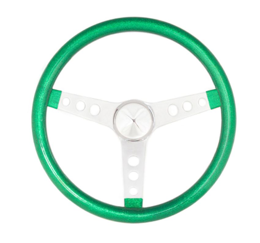 GRANT GRT8442 Steering Wheel Mtl Flake Green/Spoke Chrm 13.5