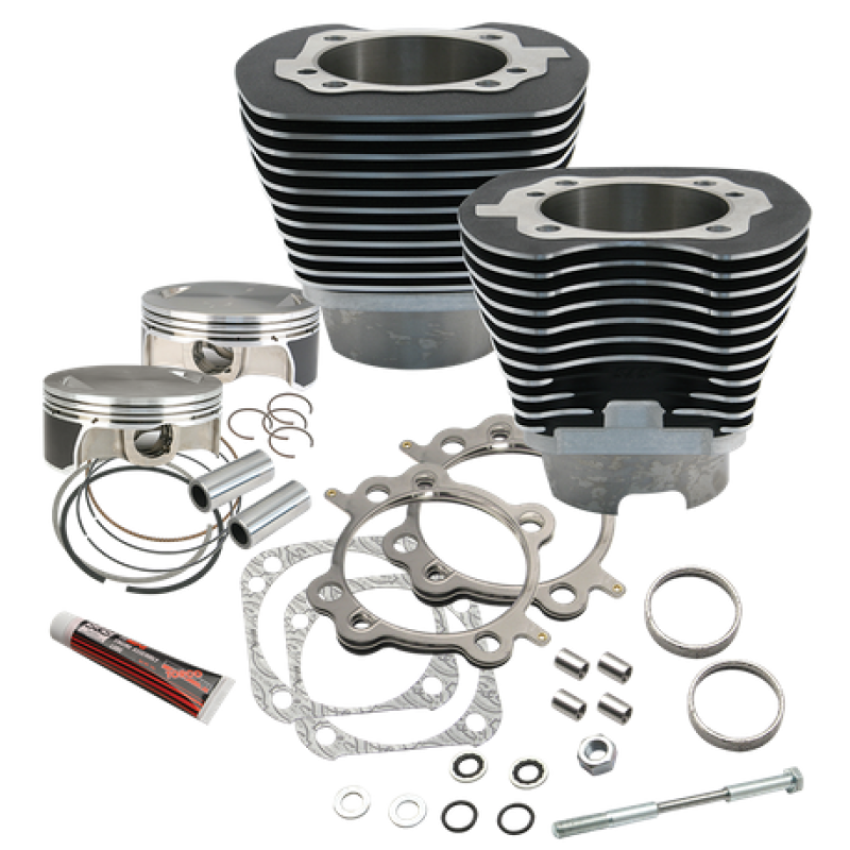 S&S Cycle 910-0221 07-17 BT 117in Big Bore Cylinder Kit - Black Wrinkle