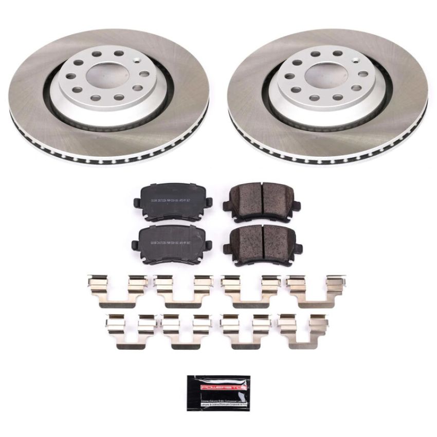 PowerStop SC4628 Semi-Coated Rotor and Low-Dust Ceramic Brake Pad Kit
