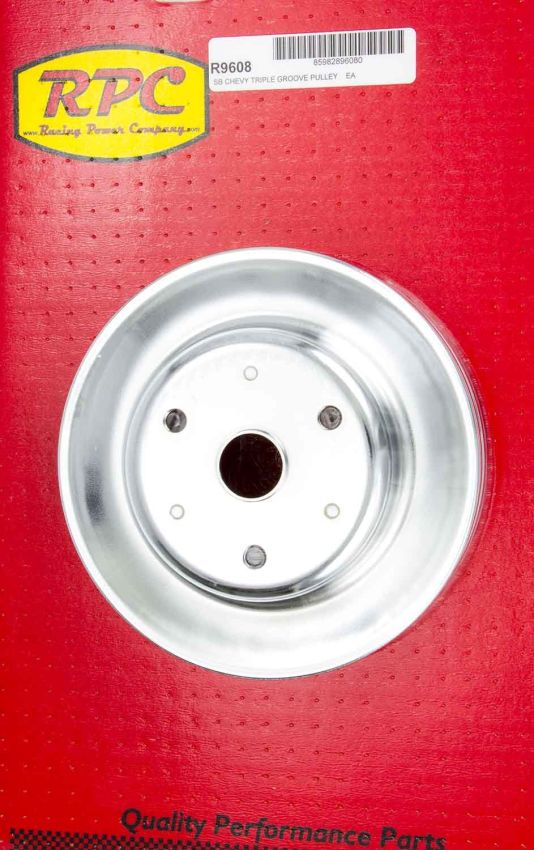 RACING POWER CO-PACKAGED RPCR9608 Chrome Steel Crankshaft Pulley 3Groove Long WP