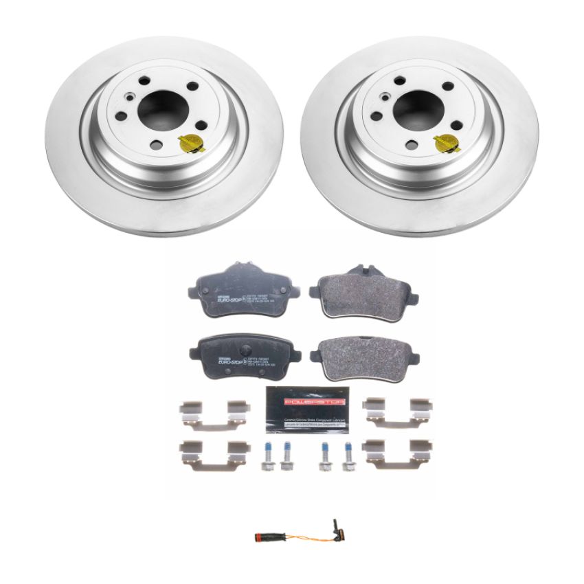 PowerStop ESK7440 Genuine Geomet Coated Rotors, ECE-R90 Brake Pads + Hardware Kit