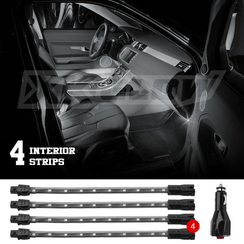 XKGLOW XK041004-W XK Glow Single Color  UnderglowLED Accent Light Car/Truck Kit White - 4x8In