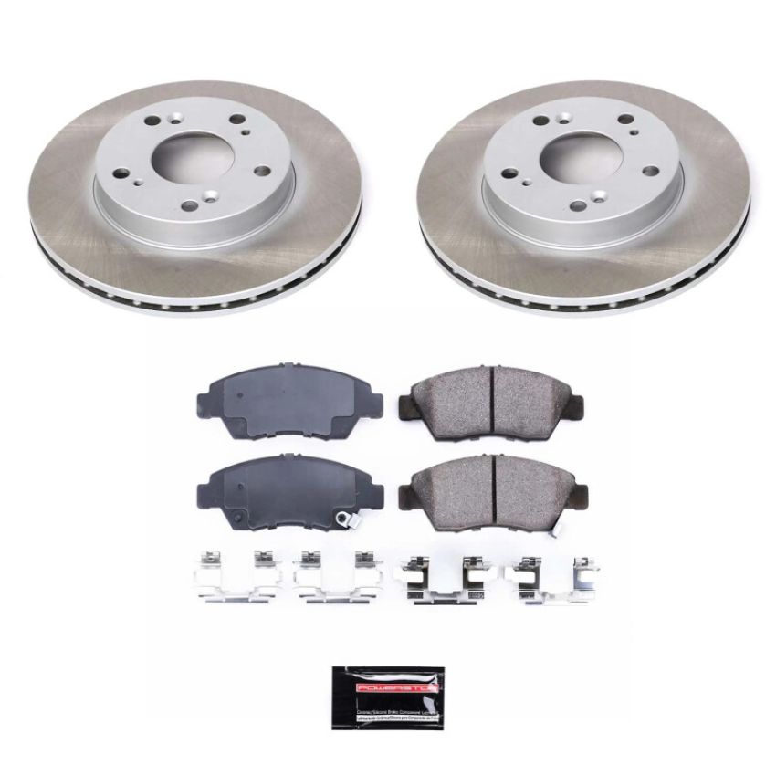 PowerStop SC2386 Semi-Coated Rotor and Low-Dust Ceramic Brake Pad Kit