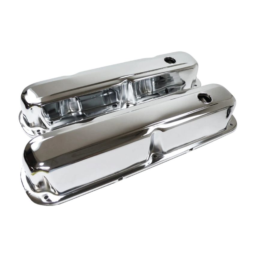 RACING POWER CO-PACKAGED RPCR9298 Chrome Steel Valve Cover Chrysler 318-360 Short