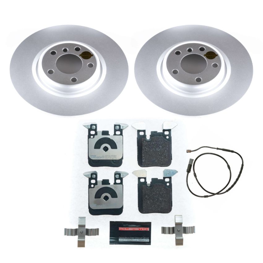 PowerStop ESK6657 Genuine Geomet Coated Rotors, ECE-R90 Brake Pads + Hardware Kit