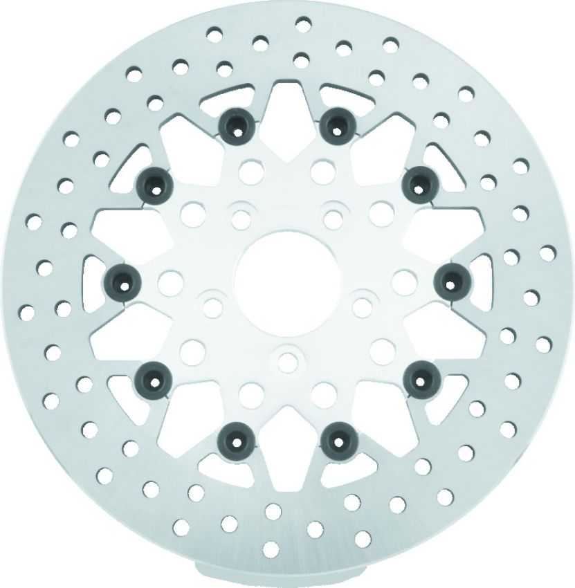 TwinPower 666828 Twin Power 08-Up FLH FLT Rear 11.8in Floating Rotor Mesh Silver
