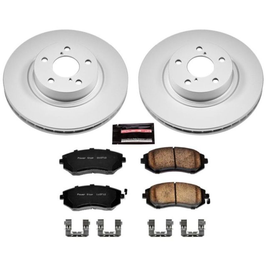 PowerStop CRK1124 Genuine Geomet Coated Rotor and Low-Dust Ceramic Brake Pad Kit