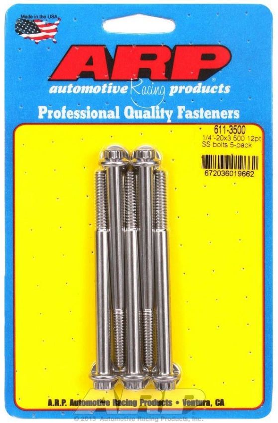 ARP ARP611-3500 S/S Bolt Kit - 12pt. (5) 1/4-20 x 3.500