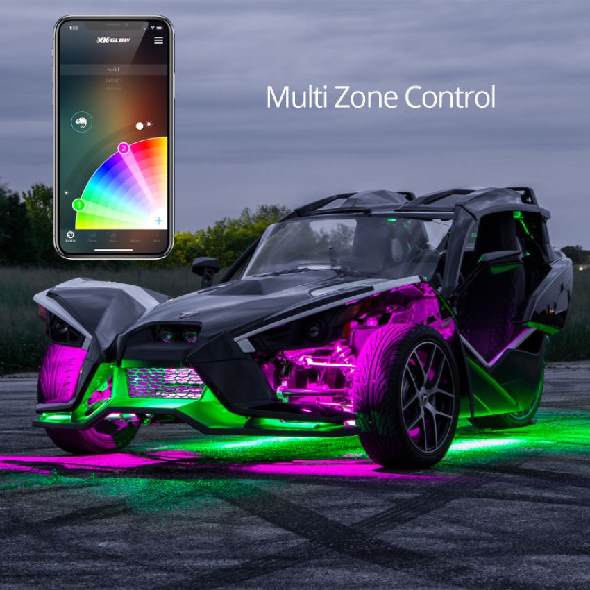 XKGLOW XK-SLING-ADV XK Glow LED Underglow Light Kit for Polaris Slingshot XKCHROME Smartphone App Controller (Advanced)