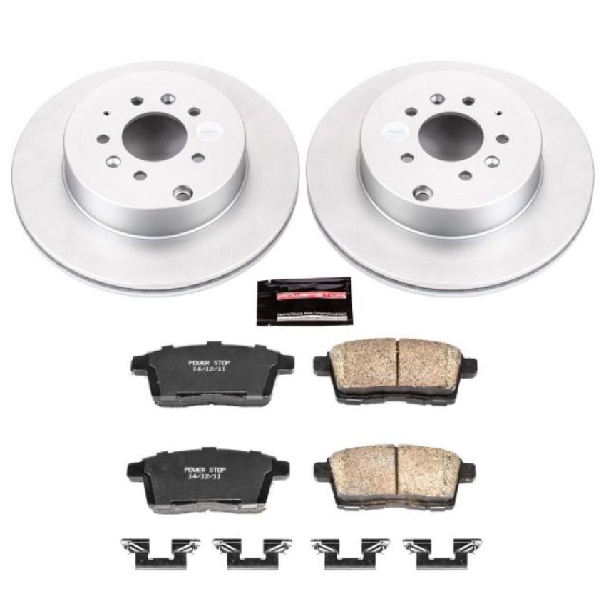 PowerStop CRK5877 Genuine Geomet Coated Rotor and Low-Dust Ceramic Brake Pad Kit