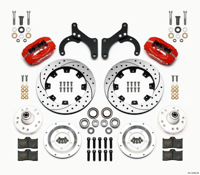 Wilwood 140-12459-DR Forged Dynalite Front Kit 12.19in Drilled Red 59-64 Chevy Impala / 63-64 Corvette