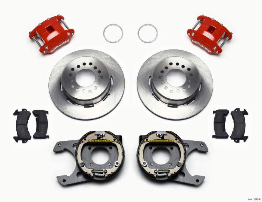 Wilwood 140-12570-R D154 P/S Park Brake Kit Red 12 Bolt 2.75in offset Staggered Shock