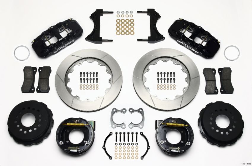 Wilwood 140-10946 AERO4 Rear P-Brake Kit 14.00in Small Ford 2.66in Offset