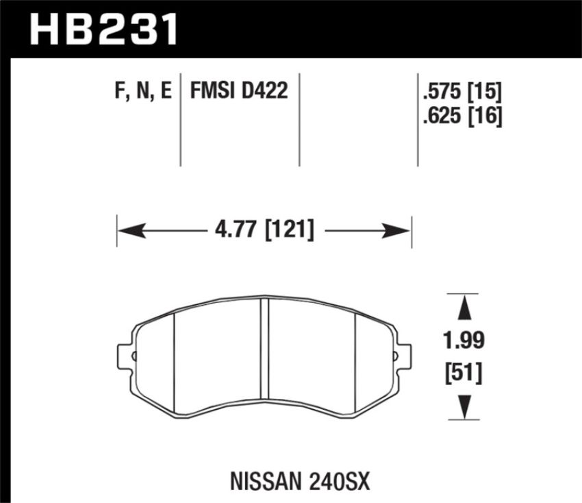 Hawk Performance HB231N.625 HP Plus Disc Brake Pad