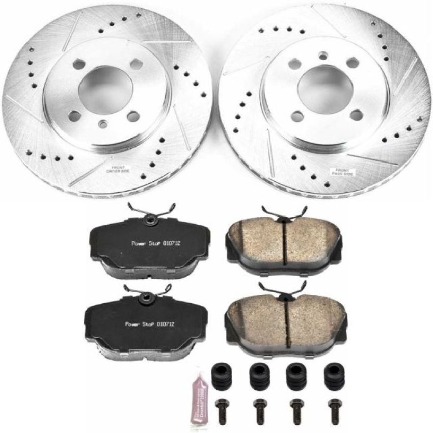 PowerStop K3008 Z23 Daily Driver Carbon-Fiber Ceramic Brake Pad and Drilled & Slotted Rotor Kit