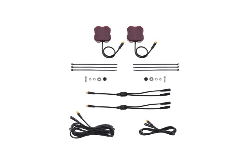 Diode Dynamics DD7458 Stage Series Single Color LED Rock Light - Red M8 (2-pack)