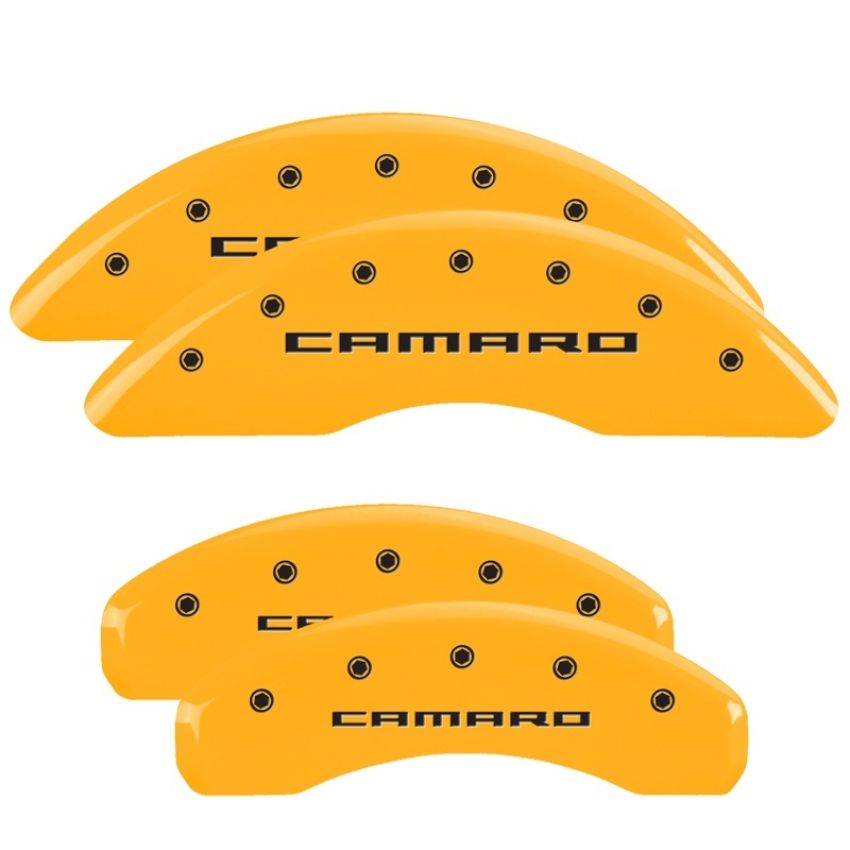 MGP 14241SCA5YL 4 Caliper Covers Engraved Front & Rear Gen 5/Camaro Yellow finish black ch