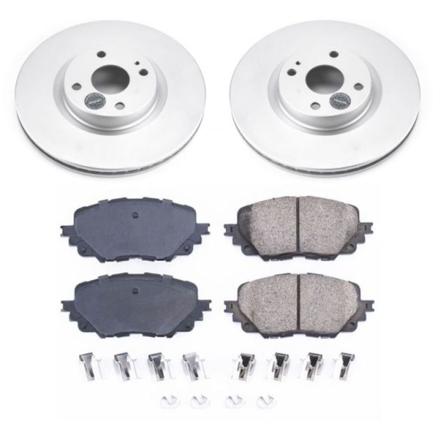 PowerStop CRK7358 Genuine Geomet Coated Rotor and Low-Dust Ceramic Brake Pad Kit