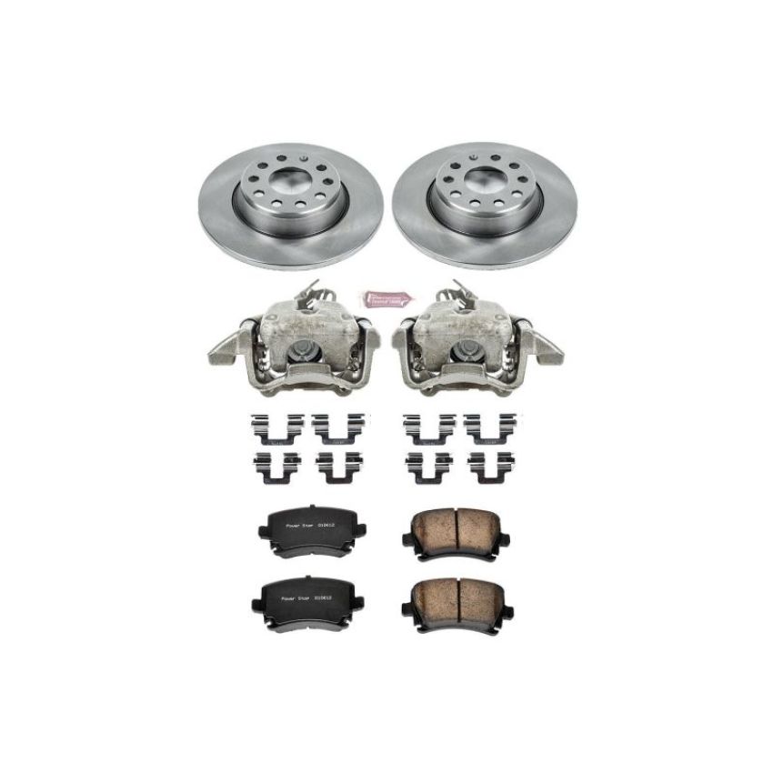 PowerStop KCOE2261 OE Stock Replacement Low-Dust Ceramic Brake Pad, Rotor and Caliper Kit