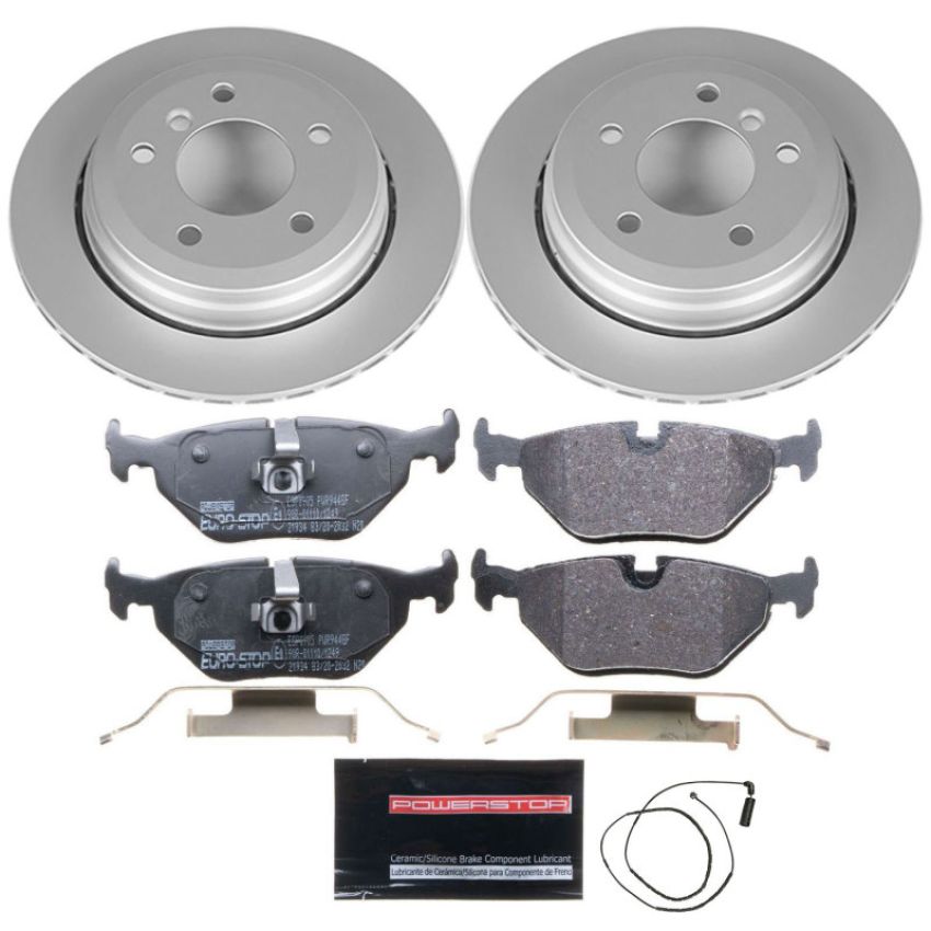 PowerStop ESK2970 Genuine Geomet Coated Rotors, ECE-R90 Brake Pads + Hardware Kit