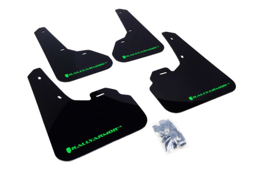 Rally Armor MF17-UR-BLK/GRN 10-13 Mazda3/Speed3 (Hatch/Sedan) Black UR Mud Flap w/Green Logo