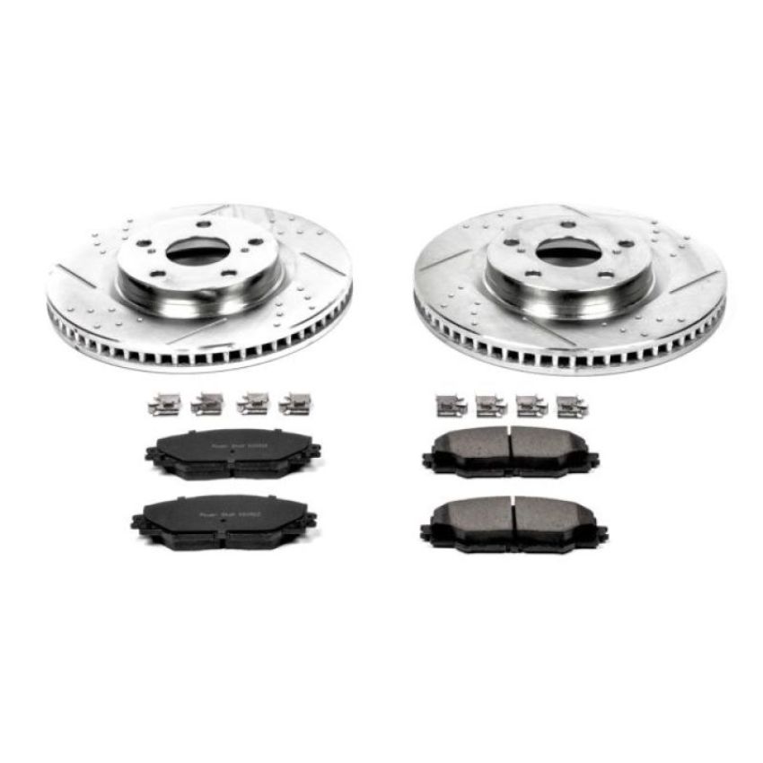 PowerStop K3054 Z23 Daily Driver Carbon-Fiber Ceramic Brake Pad and Drilled & Slotted Rotor Kit