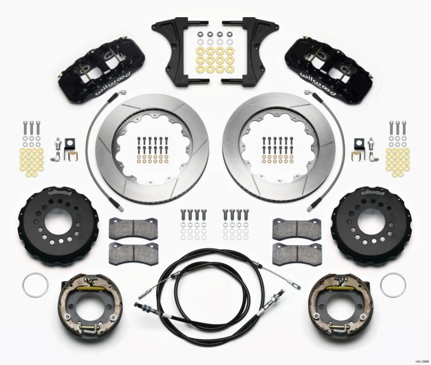 Wilwood 140-13686 AERO4 Rear Kit 14.00 2005-2014 Mustang w/ BMR Suspn. w/Lines
