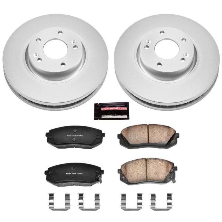 PowerStop CRK6087 Genuine Geomet Coated Rotor and Low-Dust Ceramic Brake Pad Kit