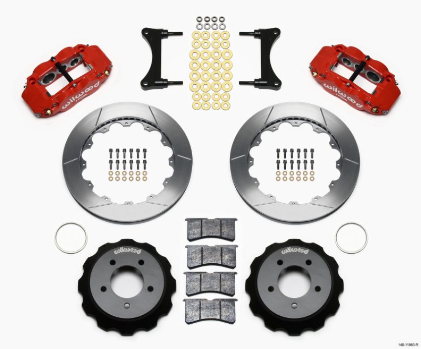 Wilwood 140-11963-R Narrow Superlite 6R Front Hat Kit 12.88in Red 93-96 Mazda RX7