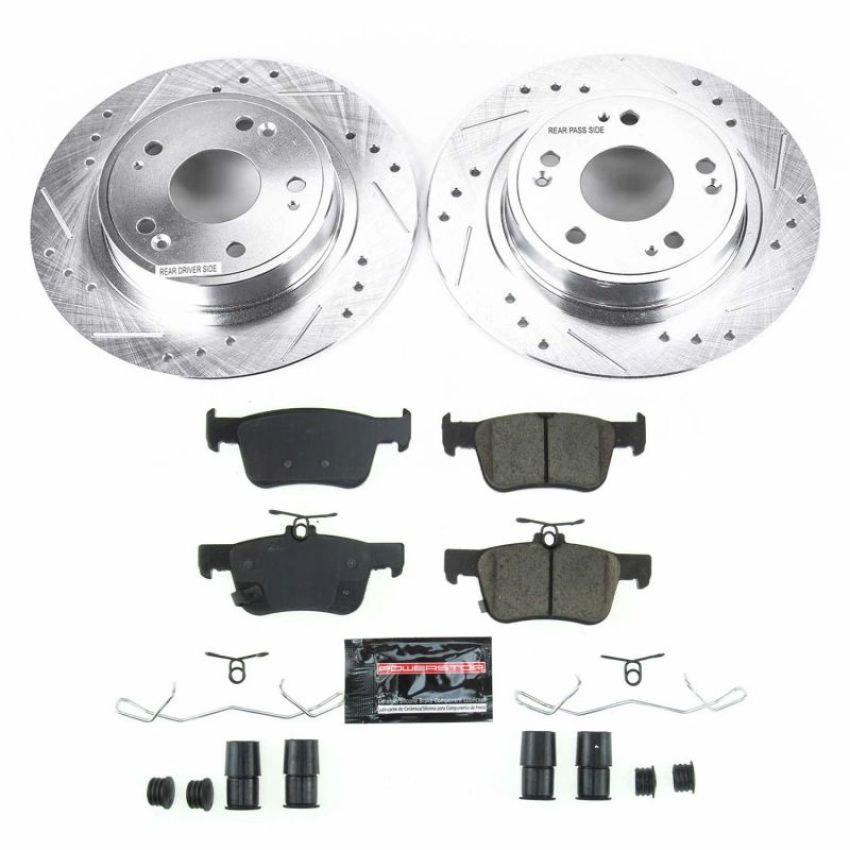 PowerStop K8063 Z23 Daily Driver Carbon-Fiber Ceramic Brake Pad and Drilled & Slotted Rotor Kit