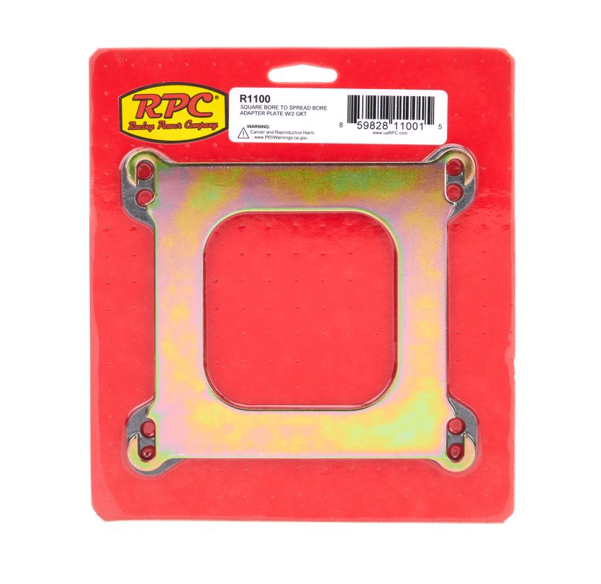 RACING POWER CO-PACKAGED RPCR1100 Square-Bore To Spread-Bo re Adapter Plate - Zinc