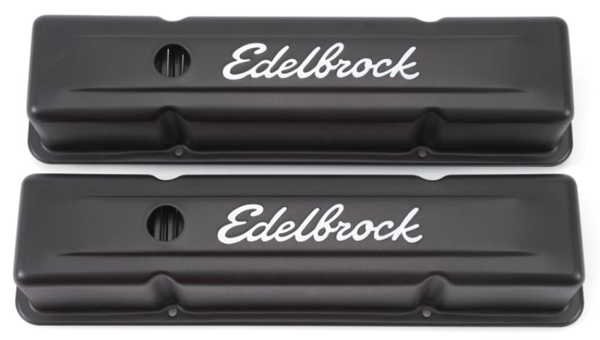 EDELBROCK EDE4643 Valve Cover Kit SBC Signature Series Black