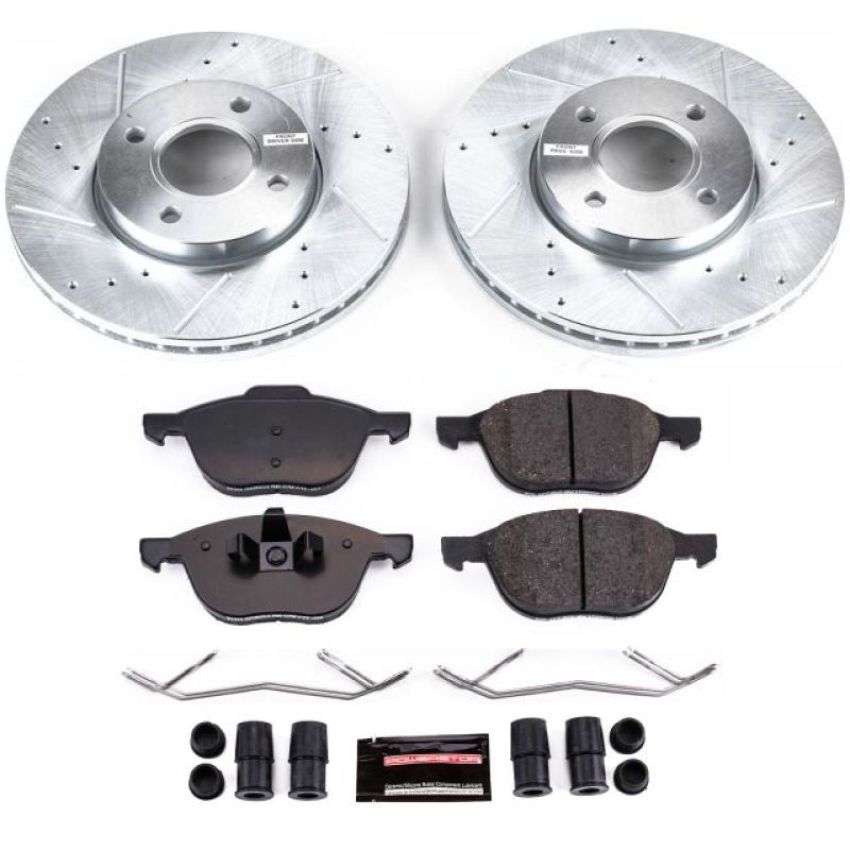 PowerStop K1377 Z23 Daily Driver Carbon-Fiber Ceramic Brake Pad and Drilled & Slotted Rotor Kit