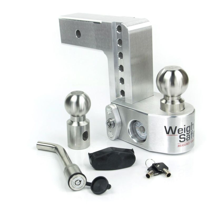 Weigh Safe 6in Drop Hitch w/Built-in Scale & 2.5in Shank (10K/18.5K GTWR) w/WS05 - Aluminum